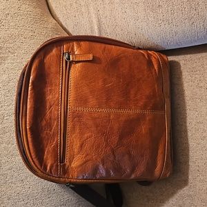 Jack George Voyager genuine leather, cognac color convertible backpack/crossbody